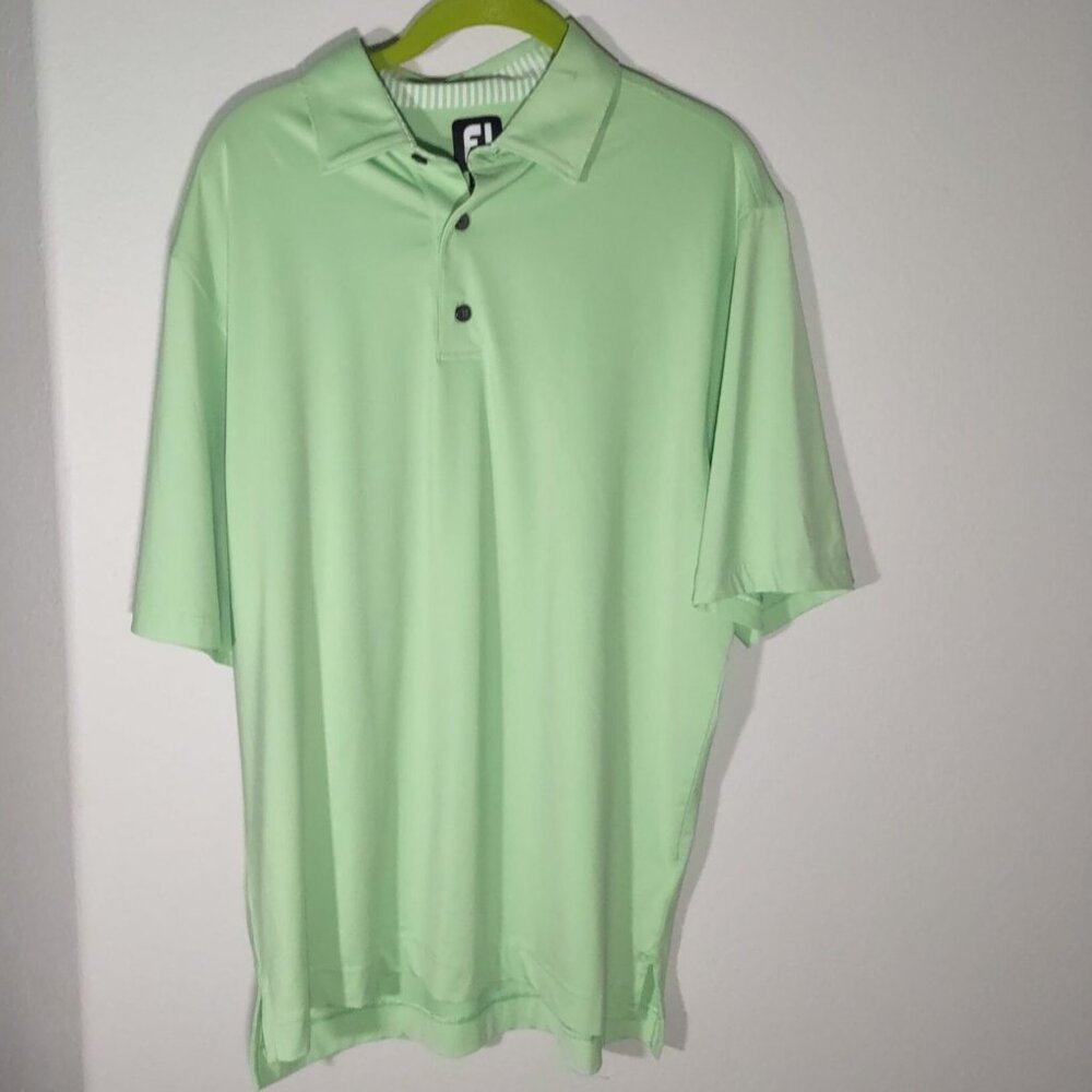 FJ FootJoy Polo Shirt Men's Size Medium Green Golf Casual Short Sleeve